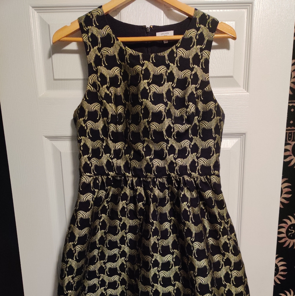 Gold metallic zebra print sleeveless knee length